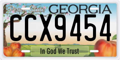 GA license plate CCX9454