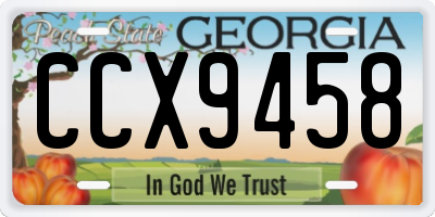GA license plate CCX9458