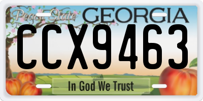 GA license plate CCX9463