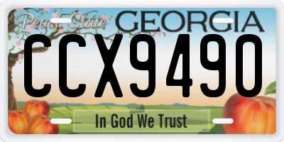 GA license plate CCX9490