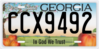 GA license plate CCX9492