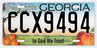 GA license plate CCX9494