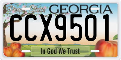 GA license plate CCX9501