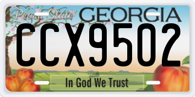 GA license plate CCX9502