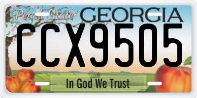 GA license plate CCX9505