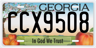 GA license plate CCX9508