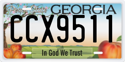 GA license plate CCX9511