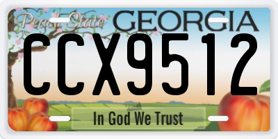 GA license plate CCX9512