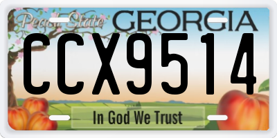 GA license plate CCX9514