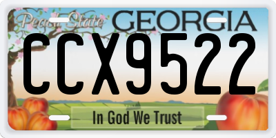 GA license plate CCX9522