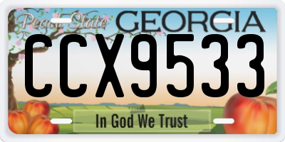 GA license plate CCX9533