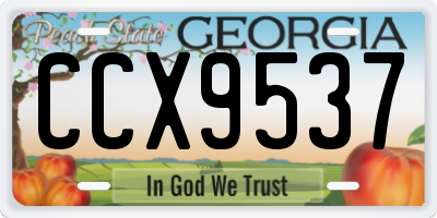 GA license plate CCX9537