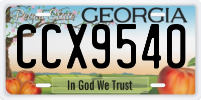 GA license plate CCX9540