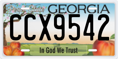 GA license plate CCX9542