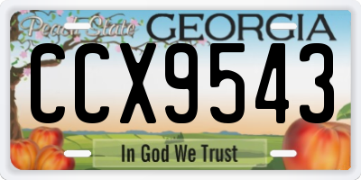 GA license plate CCX9543