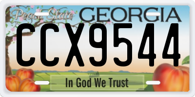 GA license plate CCX9544