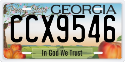 GA license plate CCX9546