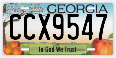 GA license plate CCX9547