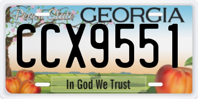 GA license plate CCX9551