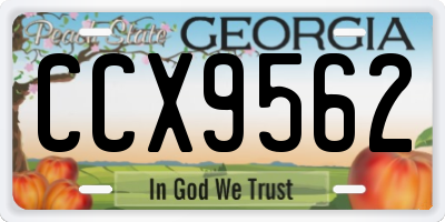 GA license plate CCX9562