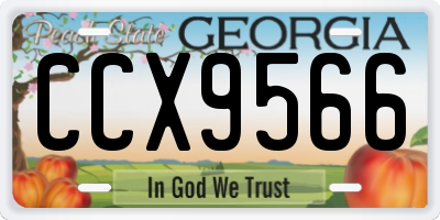 GA license plate CCX9566
