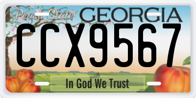 GA license plate CCX9567