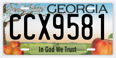 GA license plate CCX9581