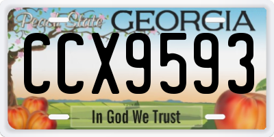 GA license plate CCX9593