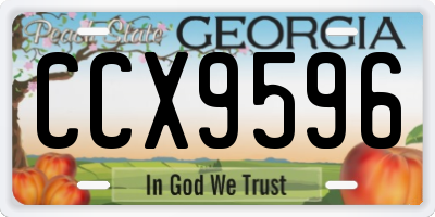 GA license plate CCX9596