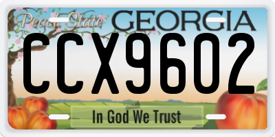 GA license plate CCX9602