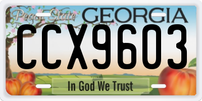 GA license plate CCX9603