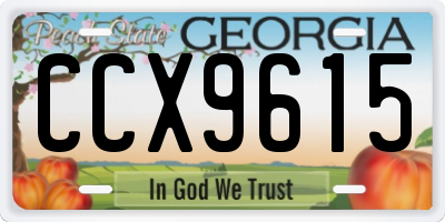 GA license plate CCX9615