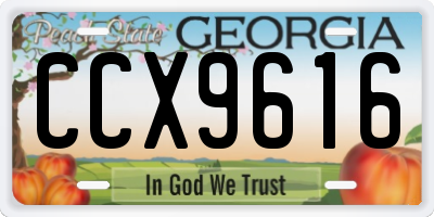 GA license plate CCX9616