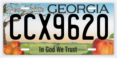 GA license plate CCX9620