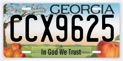 GA license plate CCX9625