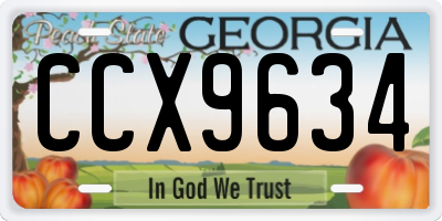GA license plate CCX9634
