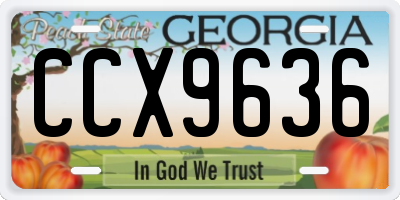 GA license plate CCX9636