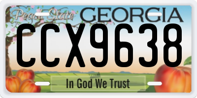 GA license plate CCX9638