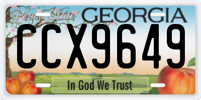GA license plate CCX9649