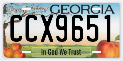 GA license plate CCX9651