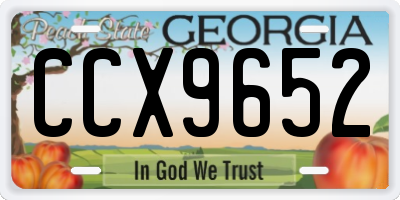 GA license plate CCX9652