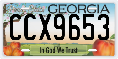 GA license plate CCX9653