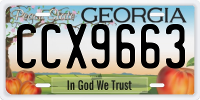 GA license plate CCX9663