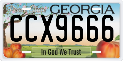 GA license plate CCX9666