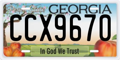 GA license plate CCX9670