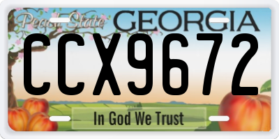 GA license plate CCX9672