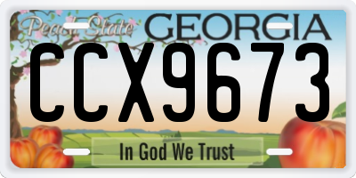 GA license plate CCX9673