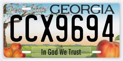 GA license plate CCX9694