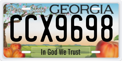 GA license plate CCX9698