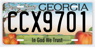 GA license plate CCX9701
